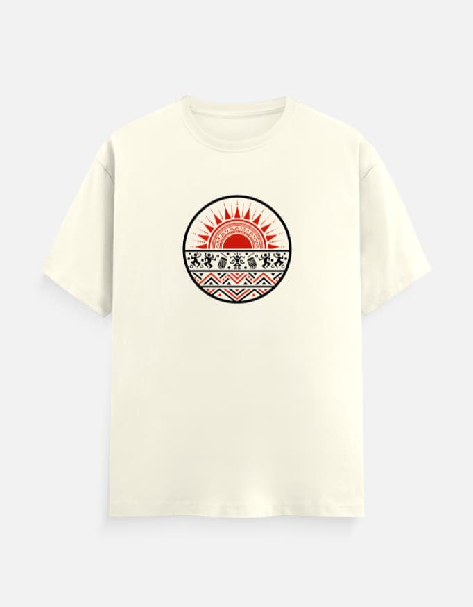 Solstice Folk Crest White Oversized T-Shirt