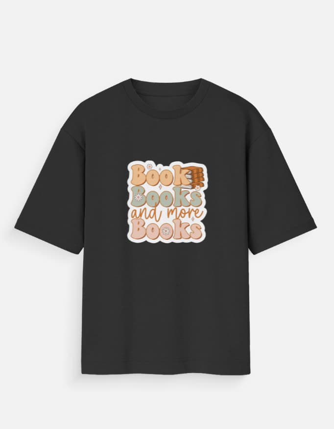 Retro Bibliophile Graphic Oversized T-Shirt
